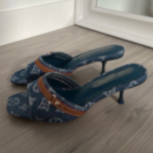 LV Blue Kitten Heels